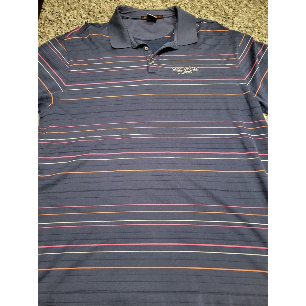 Nike Tiger‎ Woods Collection Polo Shirt Men's XXL Navy Multi Stripe Golf